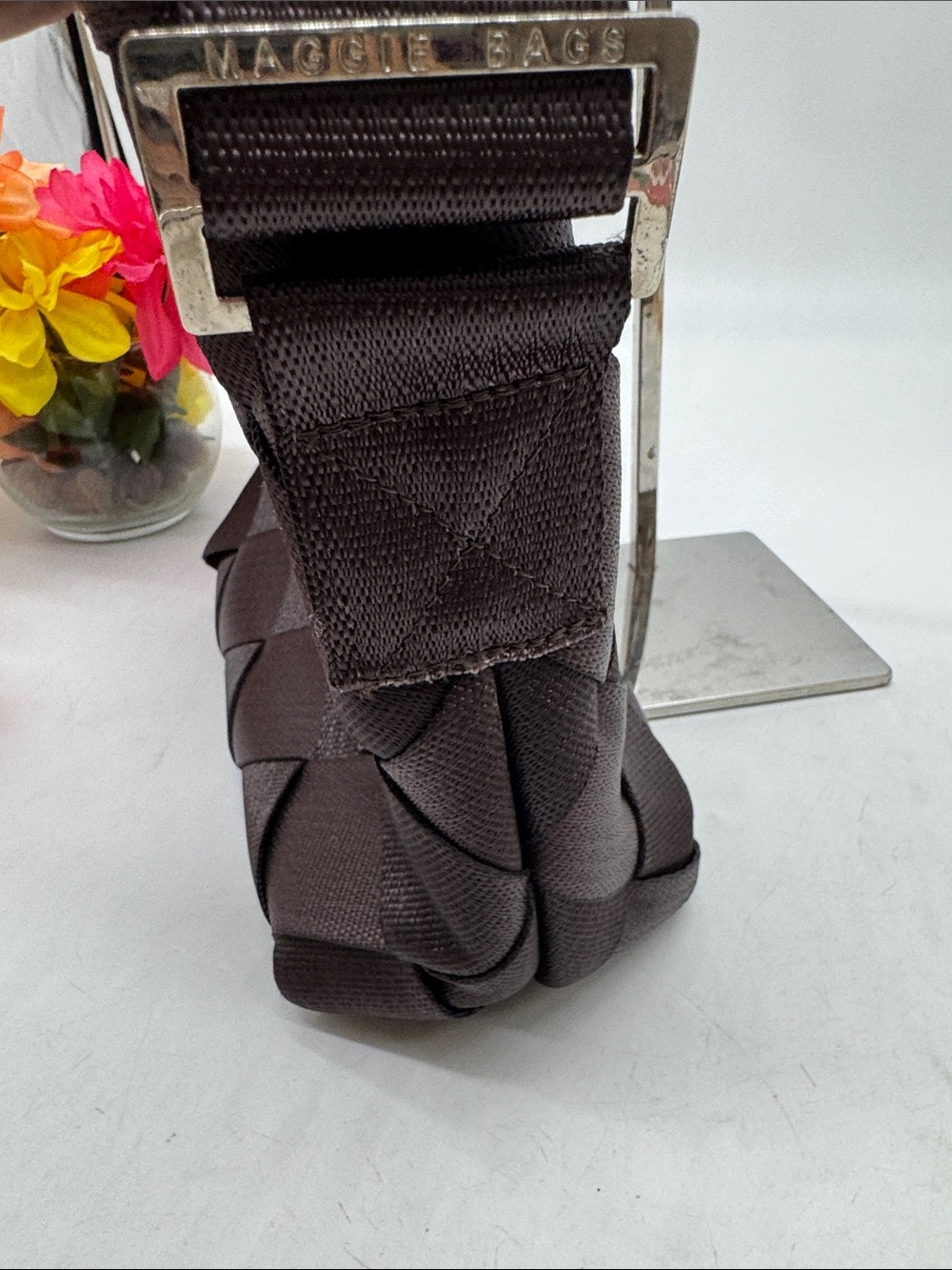 Maggie Bags Chocolate Brown Woven Crossbody Bag MCB10358 - Picture 6 of 14